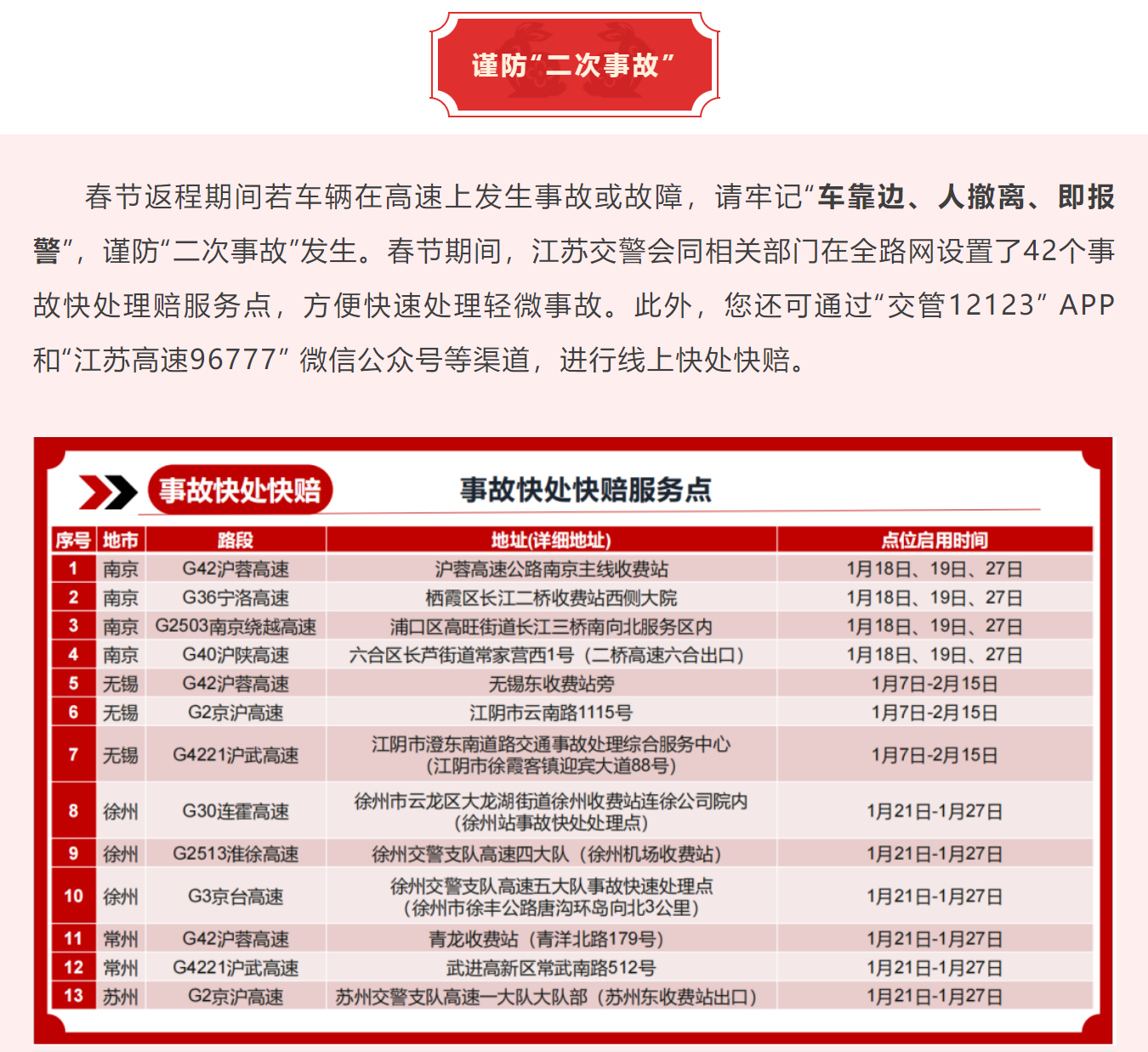 返程注意安全，谨防事故发生